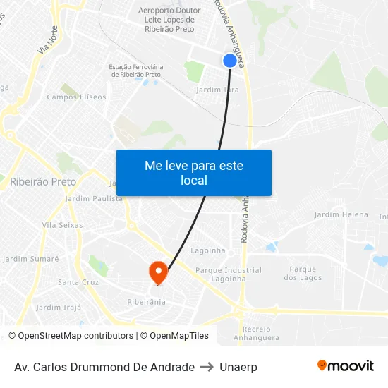 Av. Carlos Drummond De Andrade to Unaerp map