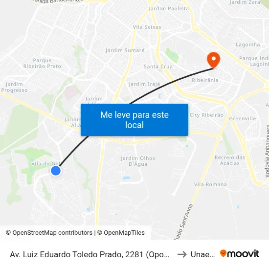 Av. Luiz Eduardo Toledo Prado, 2281 (Oposto) to Unaerp map