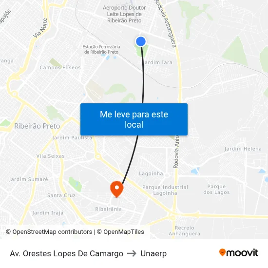 Av. Orestes Lopes De Camargo to Unaerp map