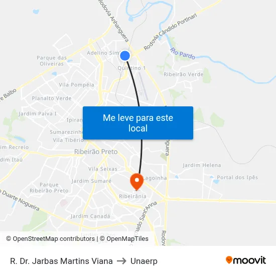 R. Dr. Jarbas Martins Viana to Unaerp map