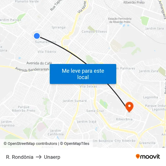 R. Rondônia to Unaerp map