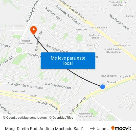 Marg. Direita Rod. Antônio Machado Sant'Anna to Unaerp map