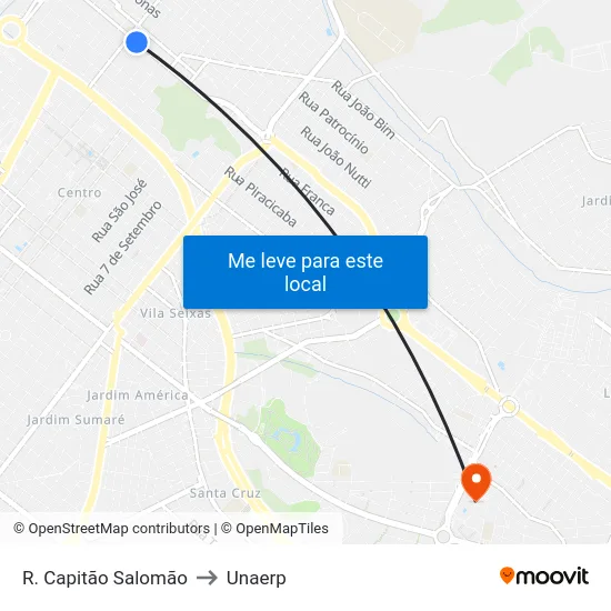 R. Capitão Salomão to Unaerp map