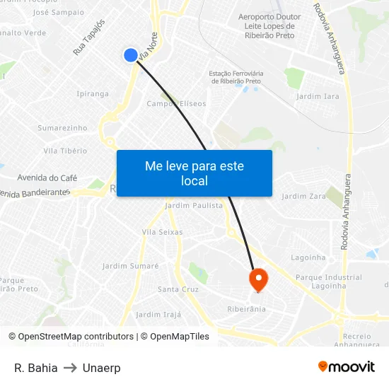 R. Bahia to Unaerp map