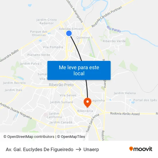 Av. Gal. Euclydes De Figueiredo to Unaerp map