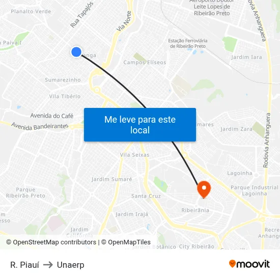 R. Piauí to Unaerp map