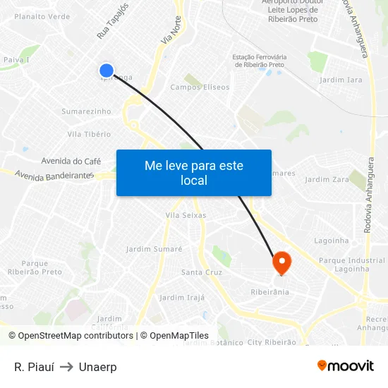 R. Piauí to Unaerp map