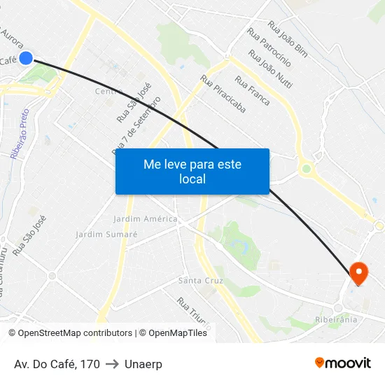 Av. Do Café, 170 to Unaerp map
