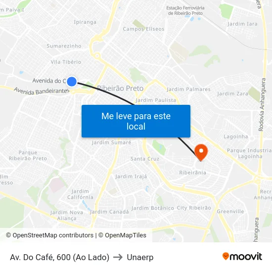 Av. Do Café, 600 (Ao Lado) to Unaerp map