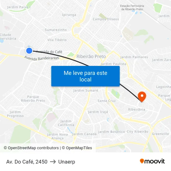 Av. Do Café, 2450 to Unaerp map