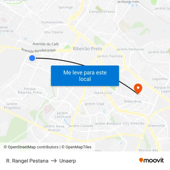 R. Rangel Pestana to Unaerp map