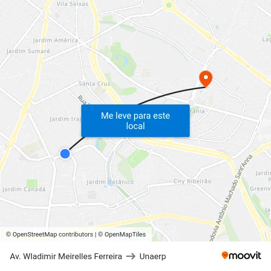 Av. Wladimir Meirelles Ferreira to Unaerp map