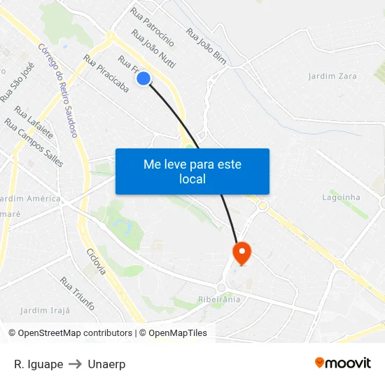 R. Iguape to Unaerp map