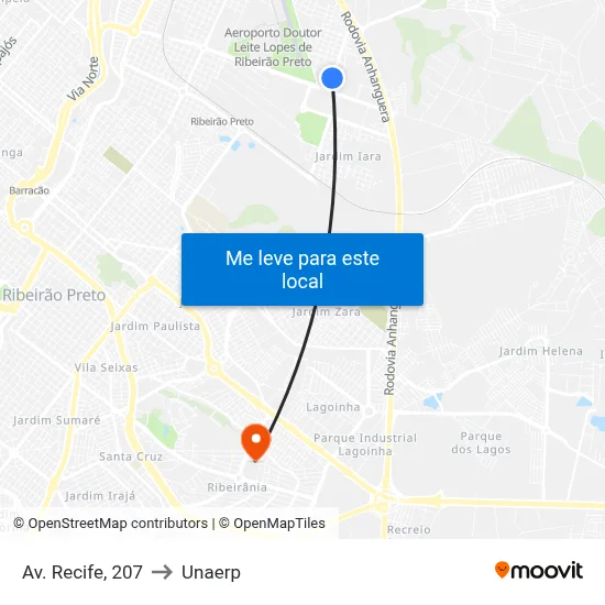 Av. Recife, 207 to Unaerp map