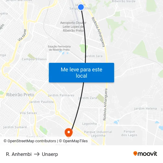 R. Anhembi to Unaerp map