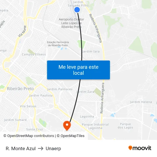 R. Monte Azul to Unaerp map