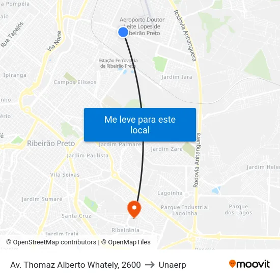 Av. Thomaz Alberto Whately, 2600 to Unaerp map