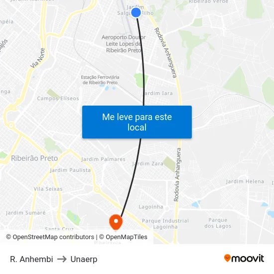 R. Anhembi to Unaerp map