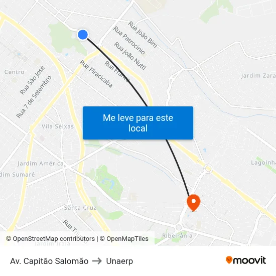 Av. Capitão Salomão to Unaerp map