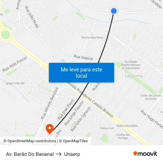 Av. Barão Do Bananal to Unaerp map