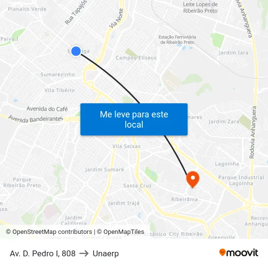 Av. D. Pedro I, 808 to Unaerp map