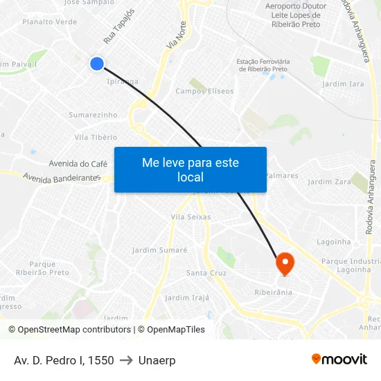 Av. D. Pedro I, 1550 to Unaerp map