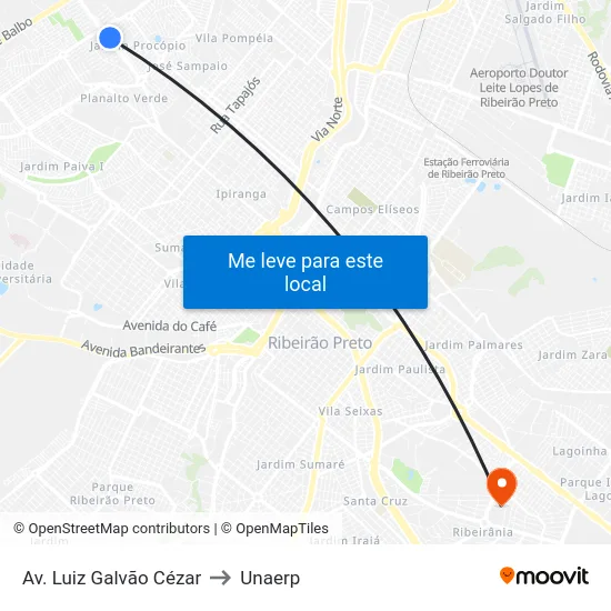 Av. Luiz Galvão Cézar to Unaerp map