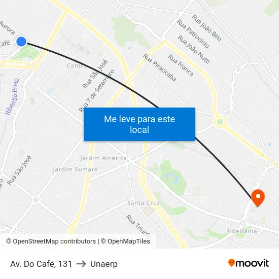 Av. Do Café, 131 to Unaerp map