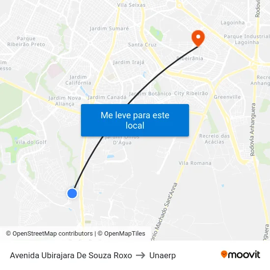 Avenida  Ubirajara De Souza Roxo to Unaerp map