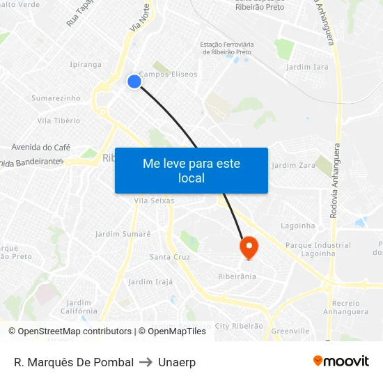 R. Marquês De Pombal to Unaerp map