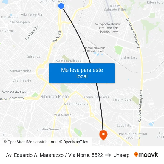 Av. Eduardo A. Matarazzo / Via Norte, 5522 to Unaerp map