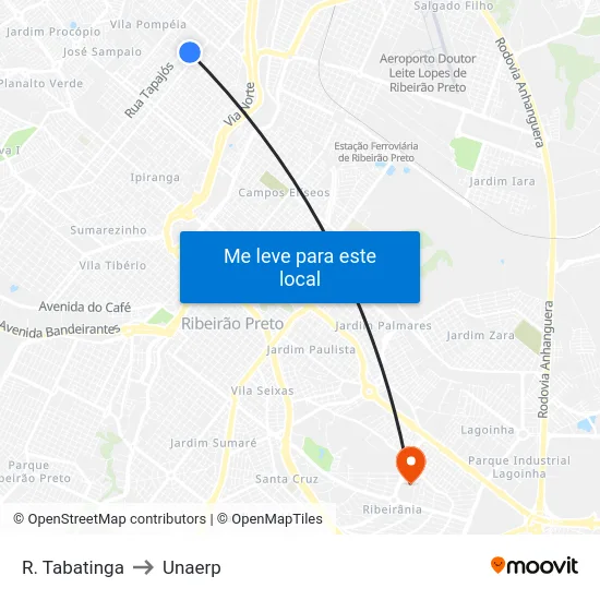 R. Tabatinga to Unaerp map