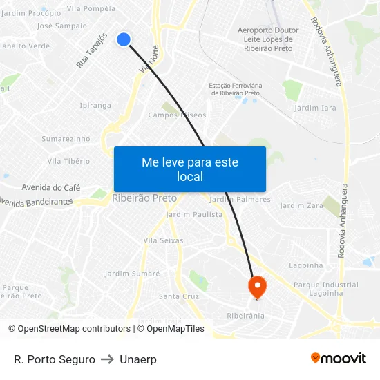 R. Porto Seguro to Unaerp map
