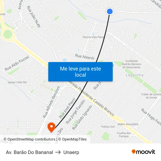 Av. Barão Do Bananal to Unaerp map