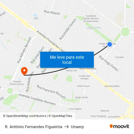 R. Antônio Fernandes Figueirôa to Unaerp map