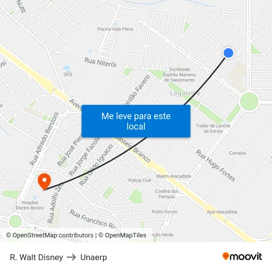 R. Walt Disney to Unaerp map