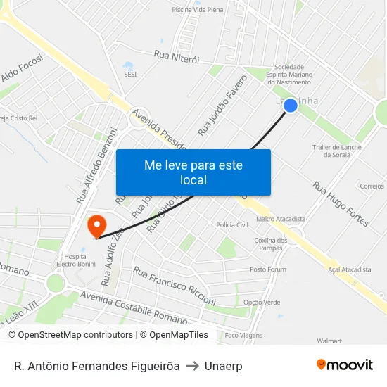 R. Antônio Fernandes Figueirôa to Unaerp map