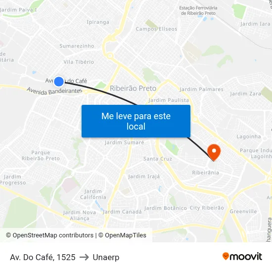 Av. Do Café, 1525 to Unaerp map