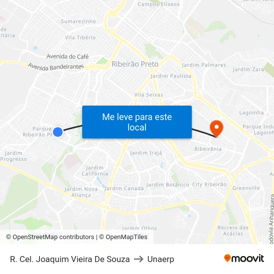 R. Cel. Joaquim Vieira De Souza to Unaerp map