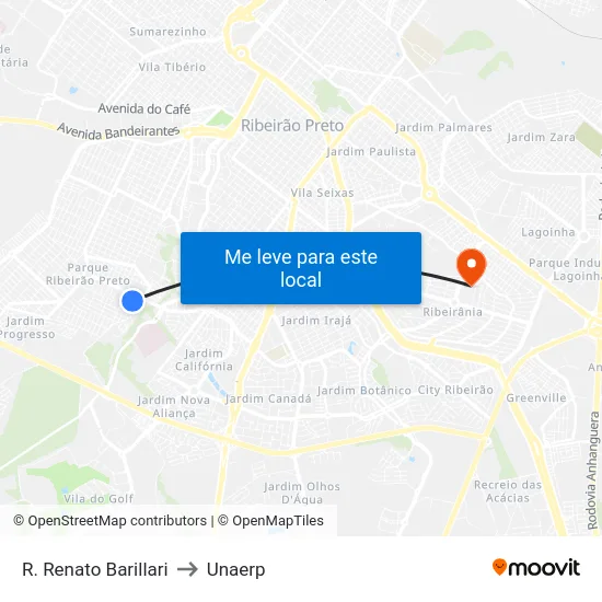 R. Renato Barillari to Unaerp map
