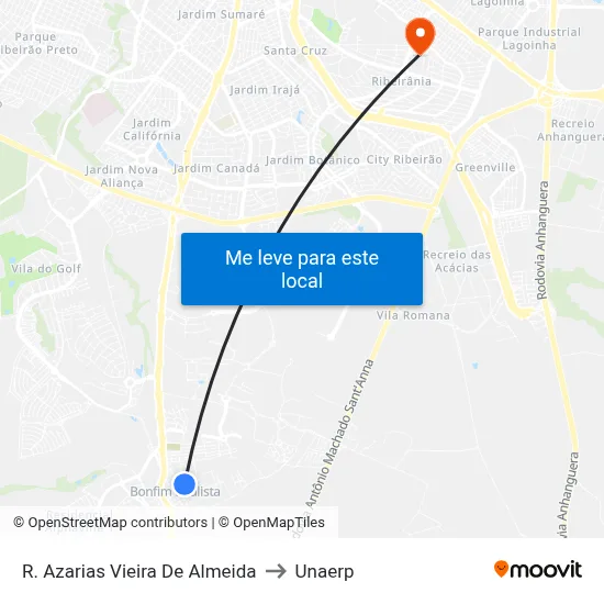 R. Azarias Vieira De Almeida to Unaerp map