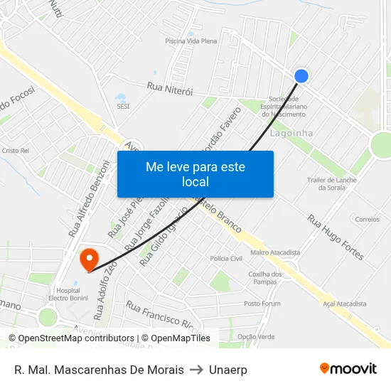 R. Mal. Mascarenhas De Morais to Unaerp map