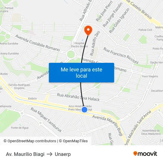 Av. Maurílio Biagi to Unaerp map
