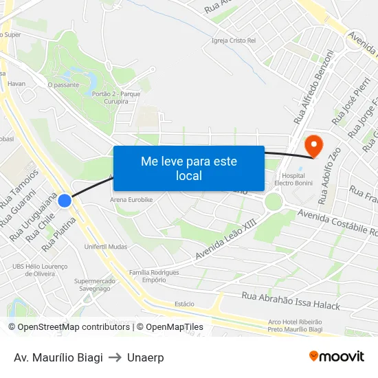Av. Maurílio Biagi to Unaerp map