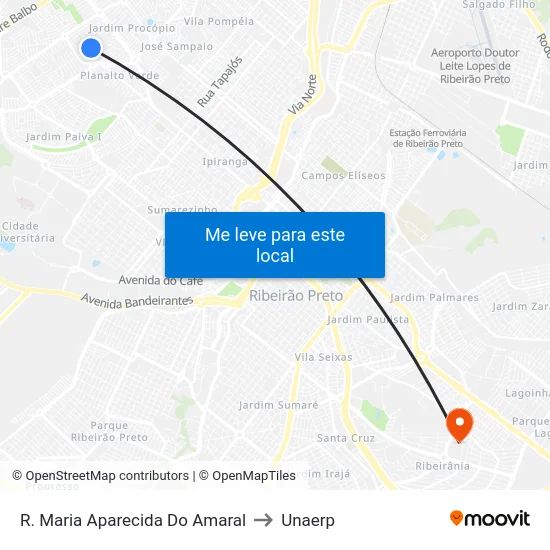 R. Maria Aparecida Do Amaral to Unaerp map