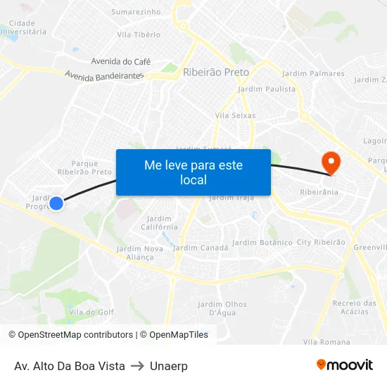Av. Alto Da Boa Vista to Unaerp map
