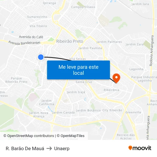 R. Barão De Mauá to Unaerp map