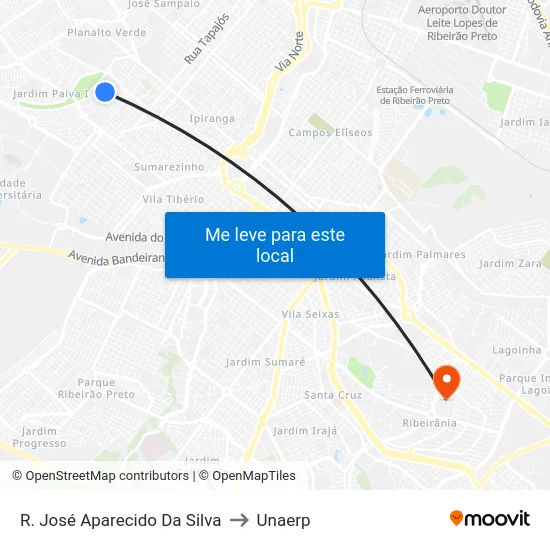 R. José Aparecido Da Silva to Unaerp map