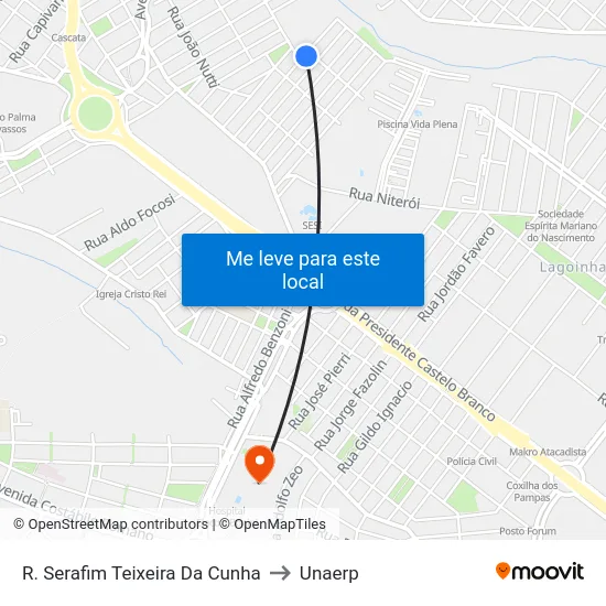 R. Serafim Teixeira Da Cunha to Unaerp map