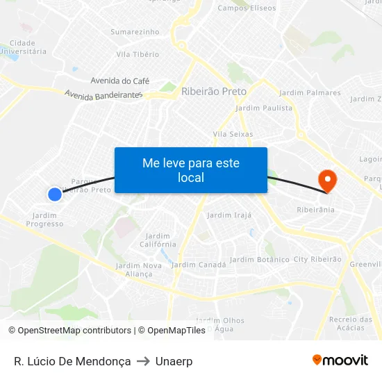 R. Lúcio De Mendonça to Unaerp map